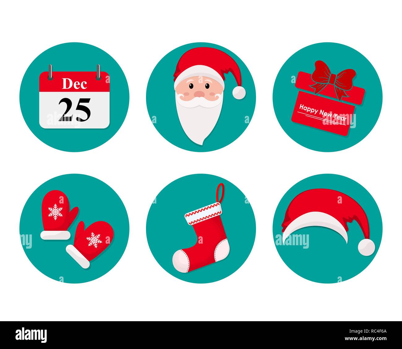 Satz von Weihnachten Symbole im flachen Design. Vector Illustration. Neues Jahr Symbole isoliert. Stock Vektor