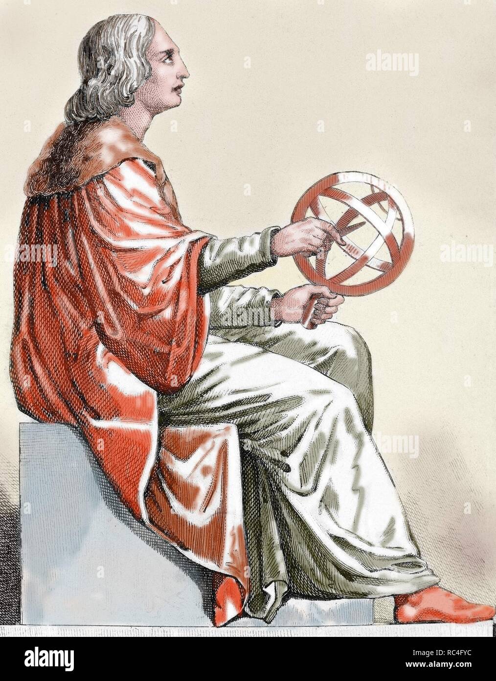 Nikolaus Kopernikus (1473-1543). Der polnische Astronom. 19.-Jahrhundert Gravur. Stockfoto