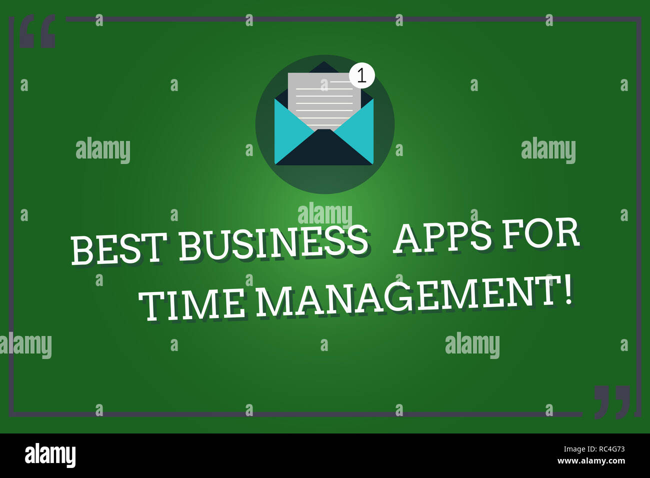 Wort schreiben Text am besten Business-Apps für Zeitmanagement. Business Konzept für moderne Anwendungen öffnen Umschlag mit Papier Neue E-Mail-Nachricht Stockfoto