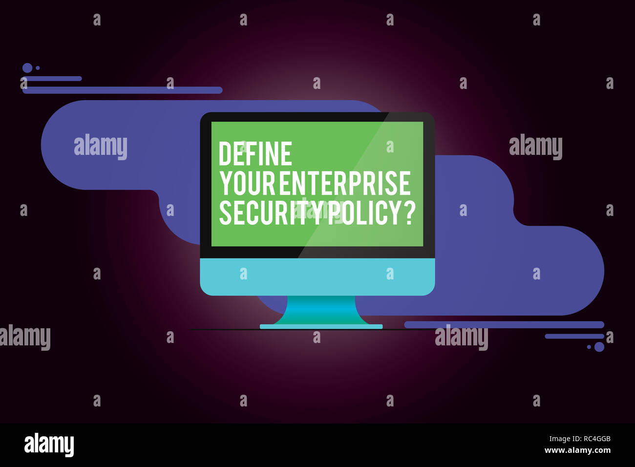 Wort schreiben Text definieren Sie Ihre Enterprise Security Policy. Business Konzept für business Sicherheit Überwachung montiert Computer Monitor leer Refle Stockfoto