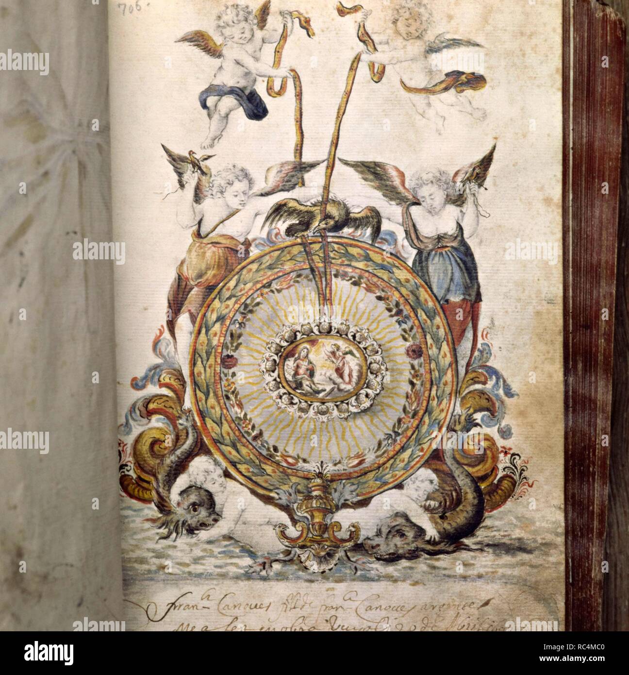 Halskette Design von Francesc Canoves, 17. "Llibres von Passsanties', silberschmied's Guild. Museum: Museo de Historia, Barcelona. Stockfoto