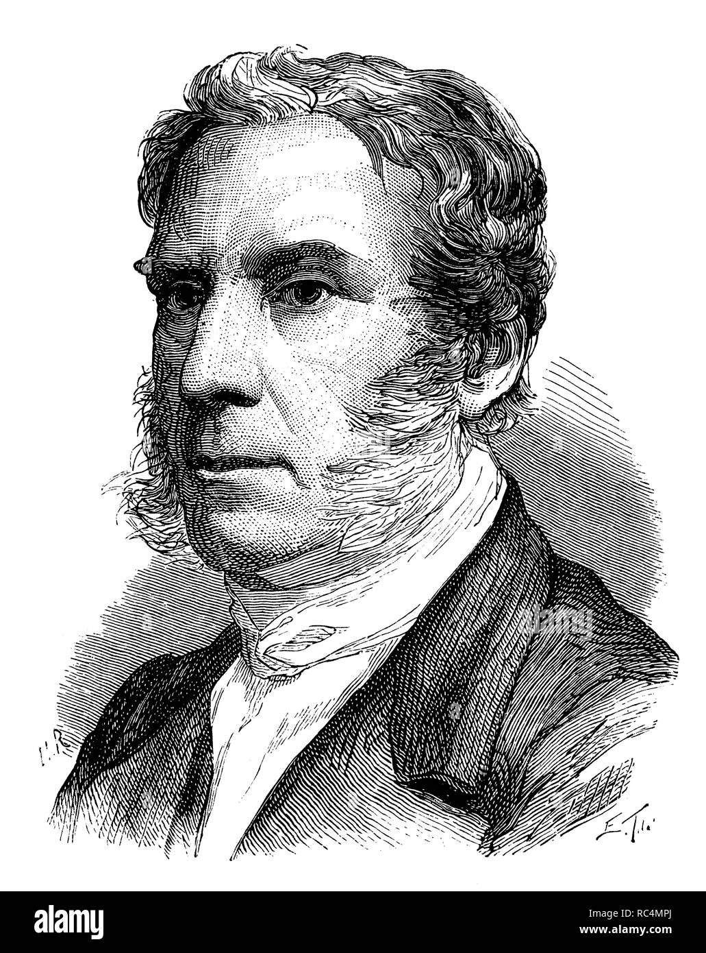 James Glaisher (1809-1903), meteórologo y aeronauta Inglés. Grabado de 1873. Stockfoto