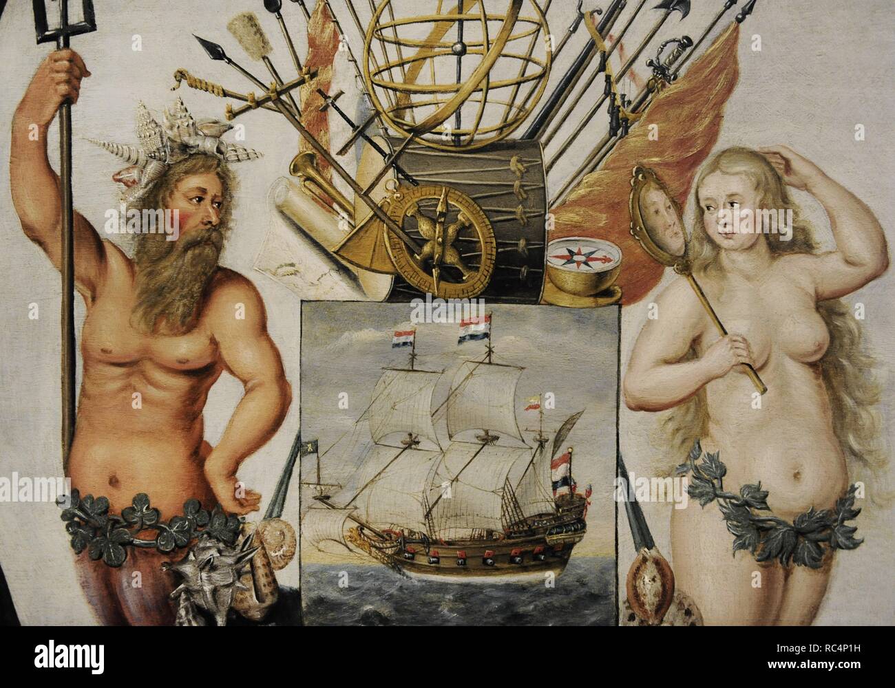 Hieronymus Becx (active C. 1649-1658). Der niederländische Künstler. Die Arme der Dutch East India Company, 1651. Detail. Rijksmuseum. Amsterdam. Holland. Stockfoto