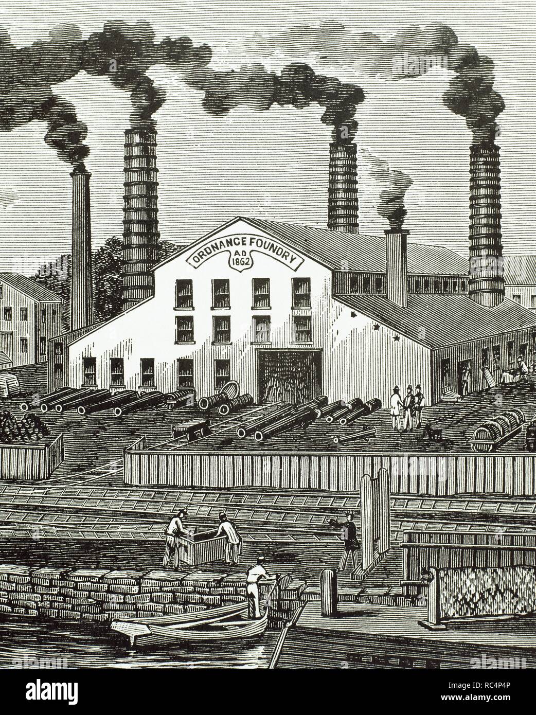 USA. des 19. Jahrhunderts. South Boston Iron Company. Kupferstich, 1884. Stockfoto