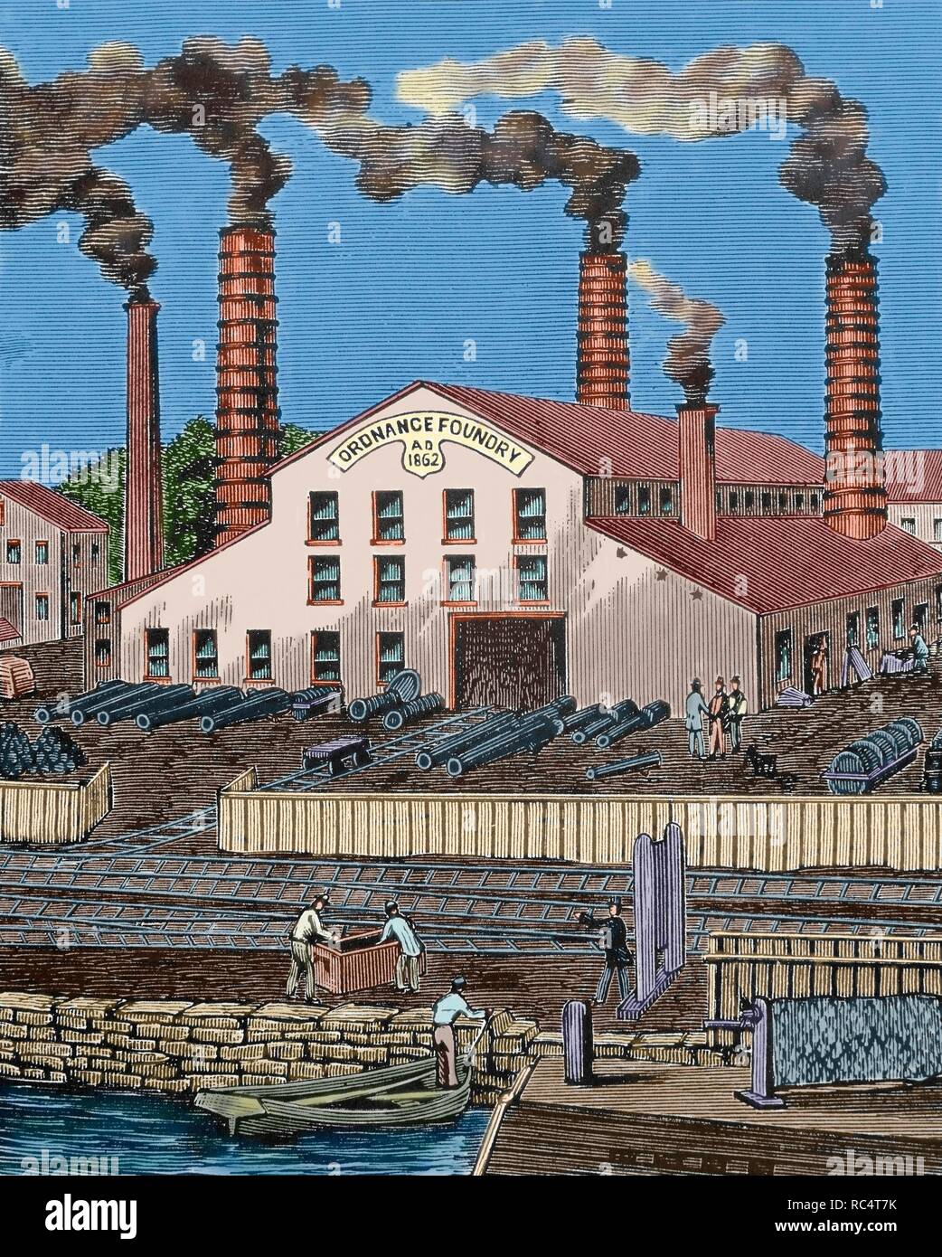 USA. des 19. Jahrhunderts. South Boston Iron Company. Kupferstich, 1884. Farbige. Stockfoto