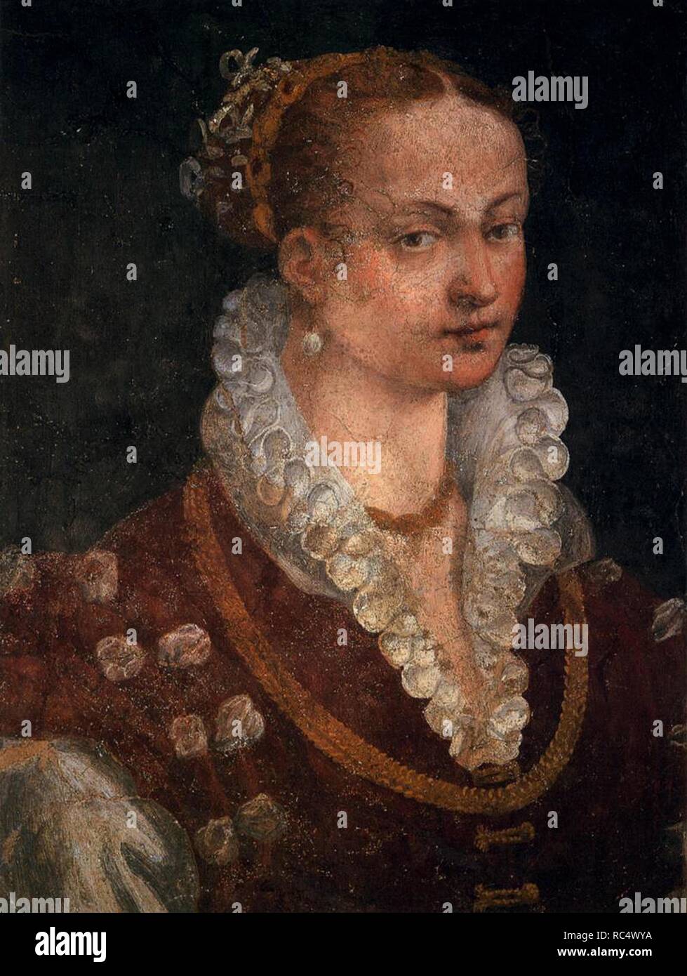 Portrait von Bianca Cappello, zweite Ehefrau von Francesco I. de' Medici. Museum: Uffizien, Florenz. Autor: Alessandro Allori. Stockfoto
