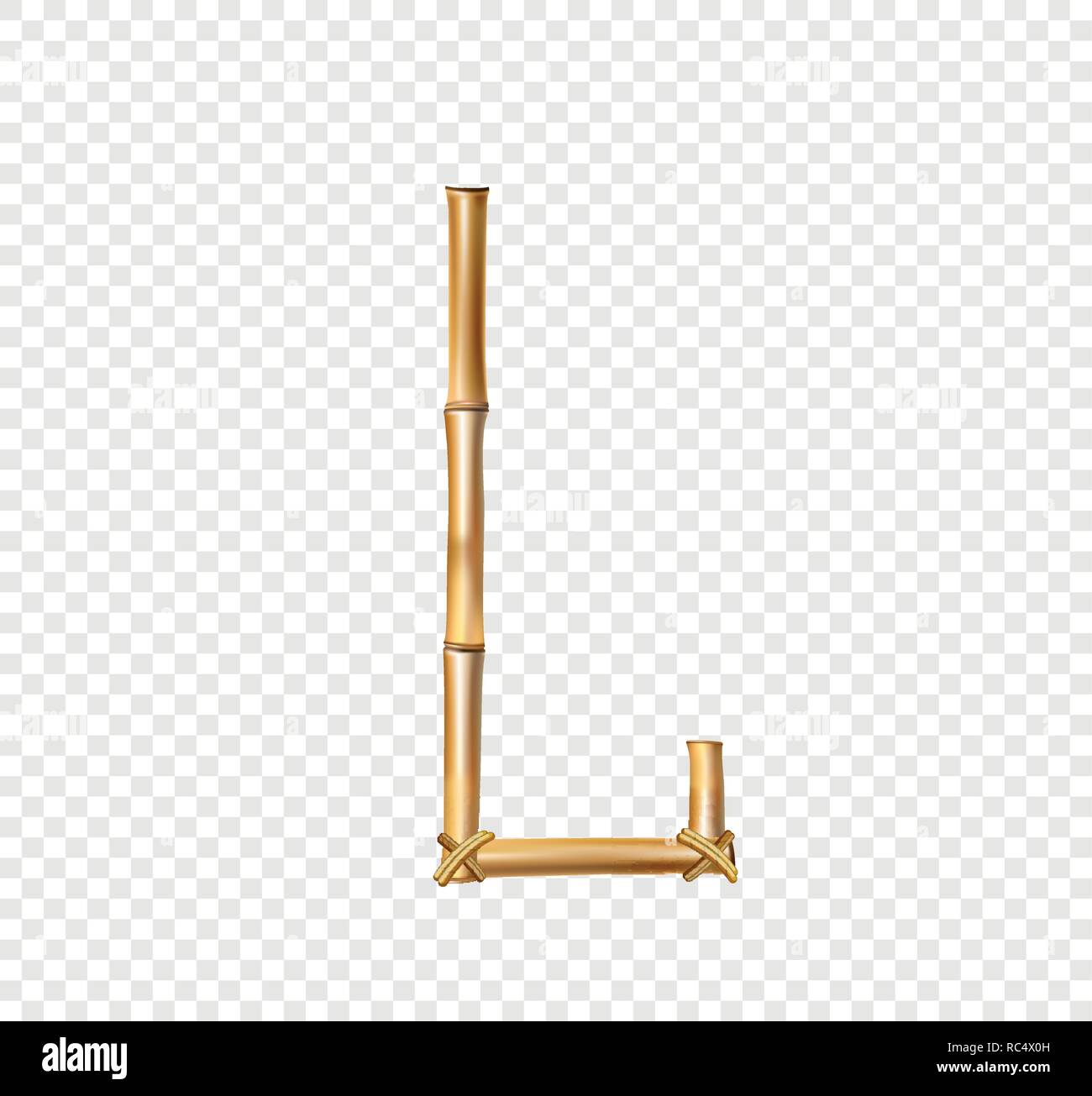 Vektor Bambus Alphabet. Großbuchstabe l aus realistischen Braune trockene Bambusstangen auf transparentem Hintergrund isoliert. Abc-Konzept für die Erstellung von Worten, Stock Vektor