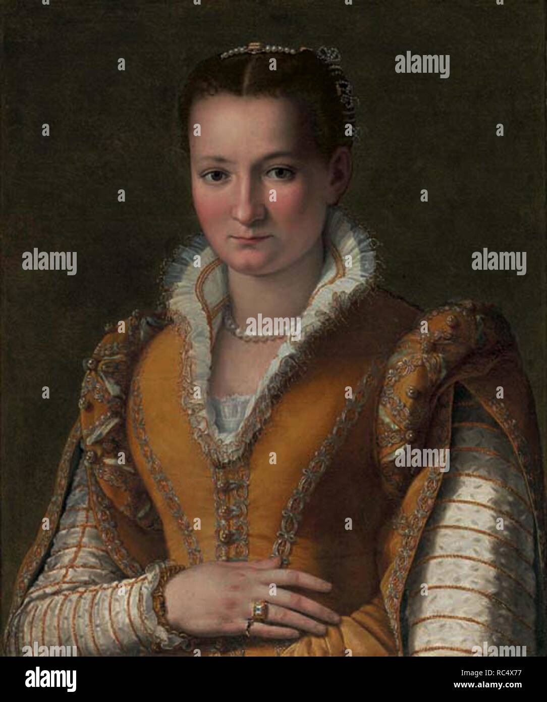 Portrait von Bianca Cappello, zweite Ehefrau von Francesco I. de' Medici. Museum: private Sammlung. Autor: Alessandro Allori. Stockfoto
