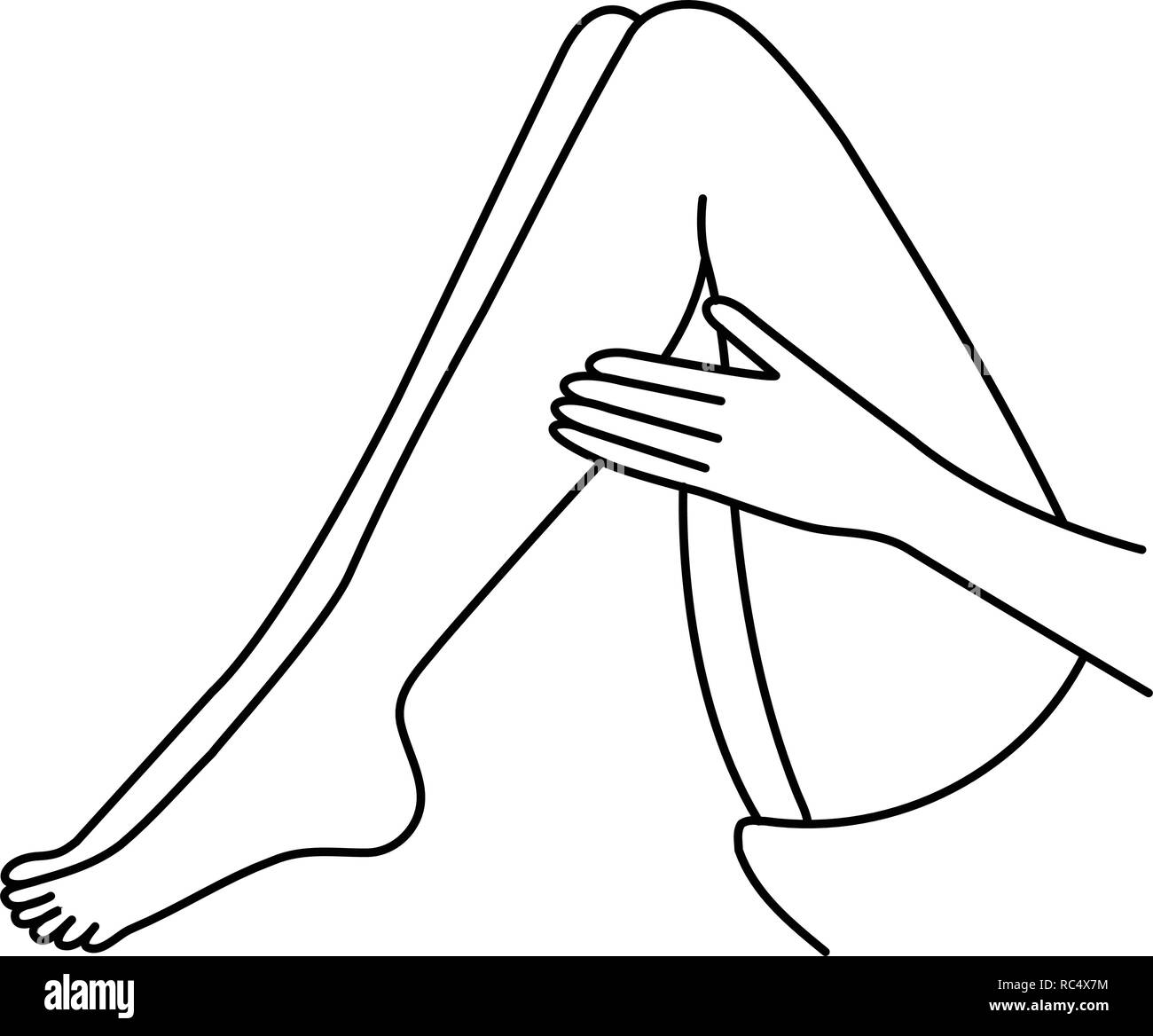Eine Skizze mit Frau ihre Füße massieren Stock Vektor