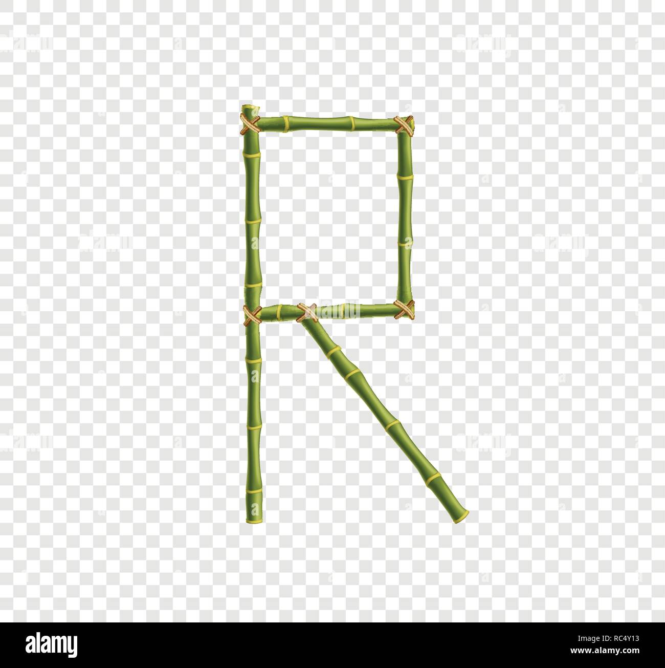 Vektor Bambus Alphabet. Großbuchstabe r aus realistischen Grüner Bambus Stöcke Stöcke auf transparentem Hintergrund isoliert. Abc-Konzept für das Erstellen von Word Stock Vektor