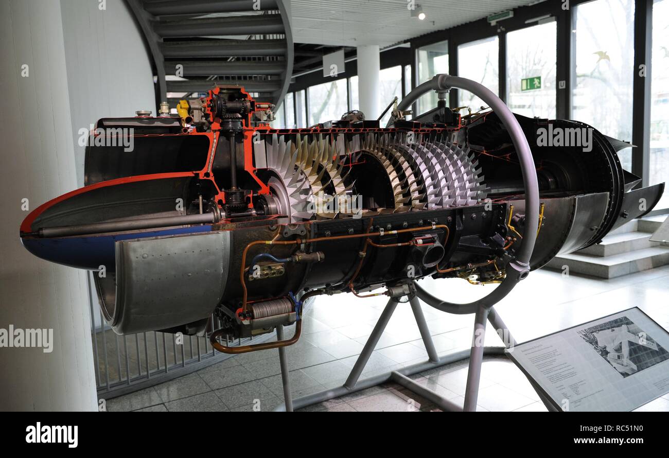 Navigation. Geschichte. Abschnitt einer Jet Engine Prototyp DM-Zya. Deutsche Modell. Deutschen Museum. München. Deutschland. Stockfoto