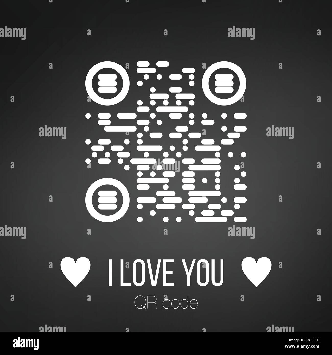 Vector Illustration von ICH LIEBE DICH QR-Code auf schwarzem Hintergrund. Kann als valentine Aufkleber verwendet werden, Grußkarte, liebe Nachricht Stock Vektor
