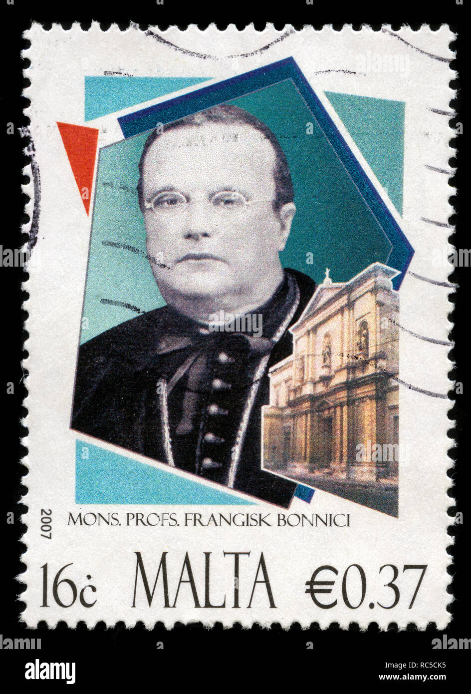 Briefmarke aus Malta in der Jubiläen und Persönlichkeiten 2007 Serie Stockfoto