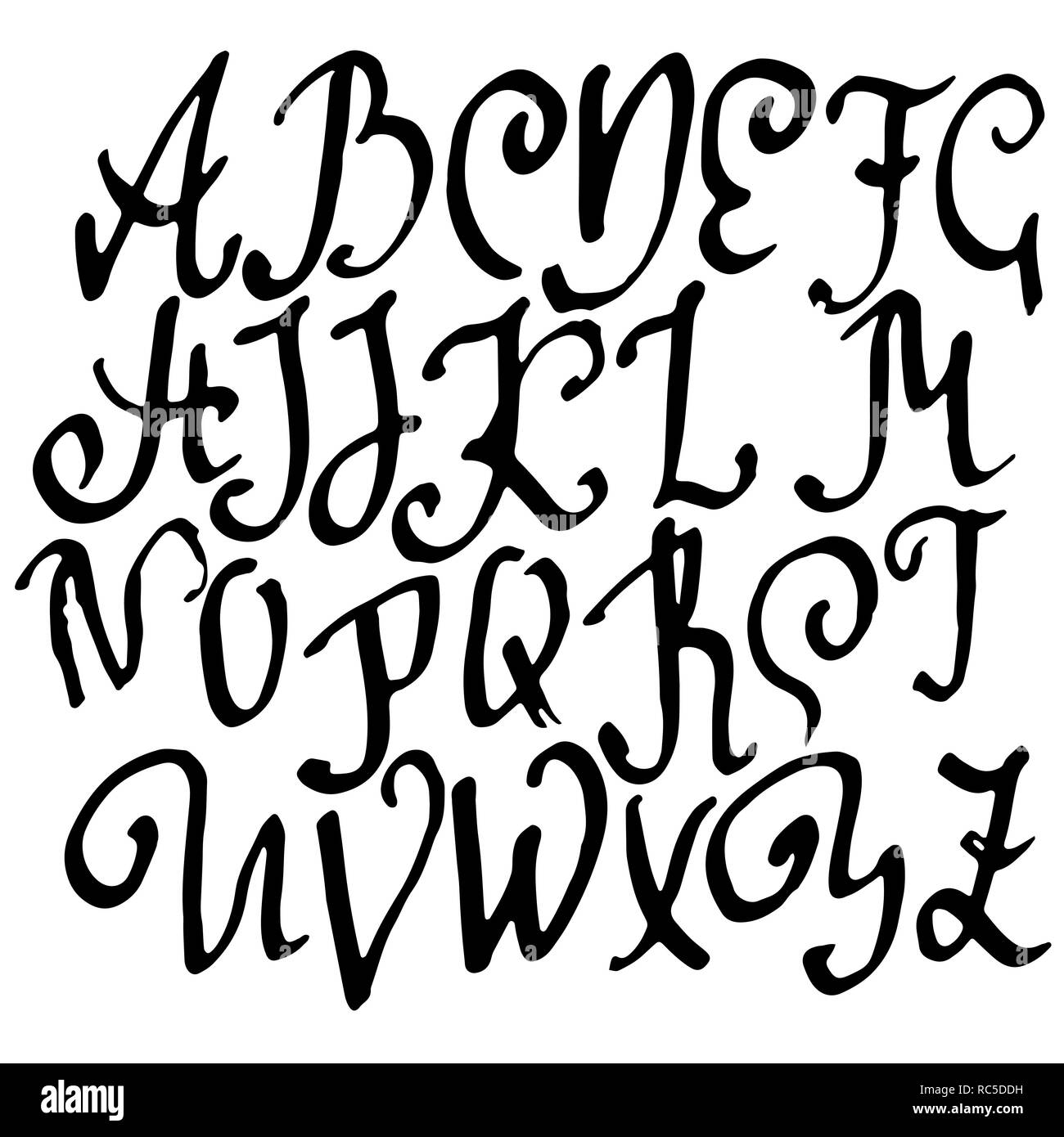 Grunge alten Stiftes gothic Font. Blackletter script. Vector Illustration. Stock Vektor