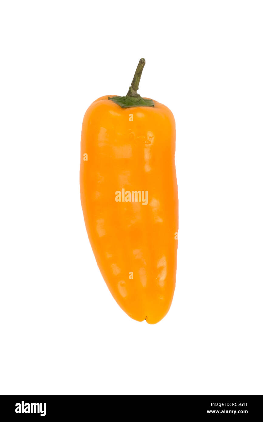 Ovely mini gelbe Paprika auf weißem Hintergrund isolieren Stockfoto