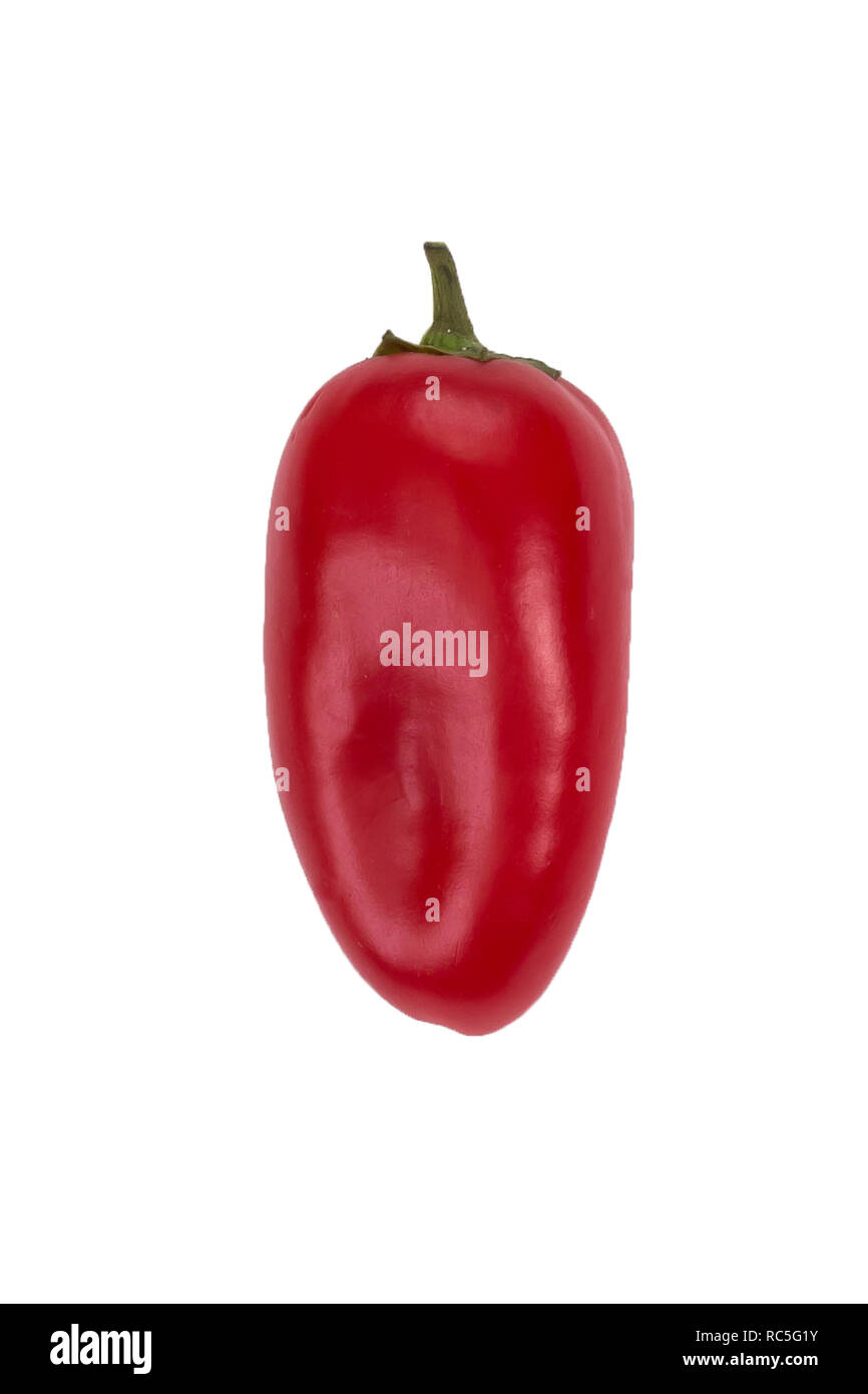 Ovely mini rote Paprika auf weißem Hintergrund isolieren Stockfoto