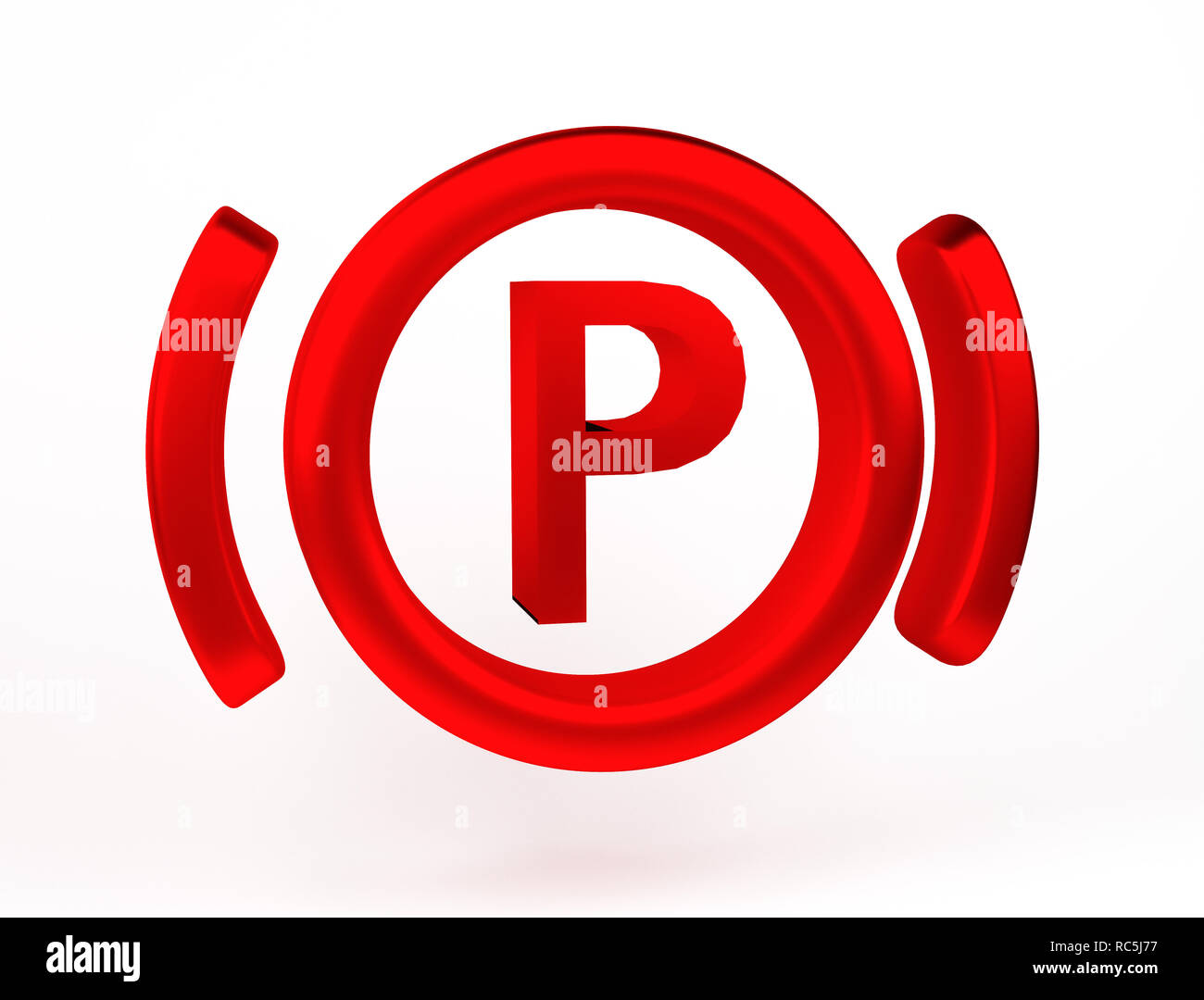 3D-Rendering. Rote Bremswarnleuchte Symbol, Dash Board. Stockfoto