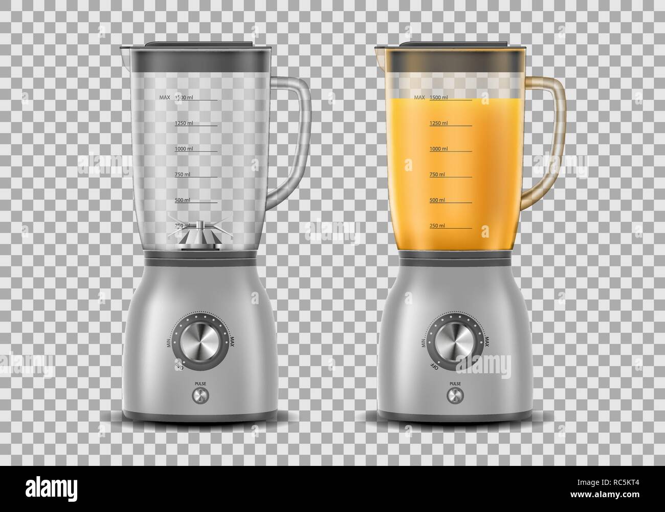Set Realistischer Entsafter-Mixer. Küchenmixer Mit Orangensaft Und Leer,  Trinken 3D-Mixer Isoliert. Vektor-Abbildung Stock-Vektorgrafik - Alamy