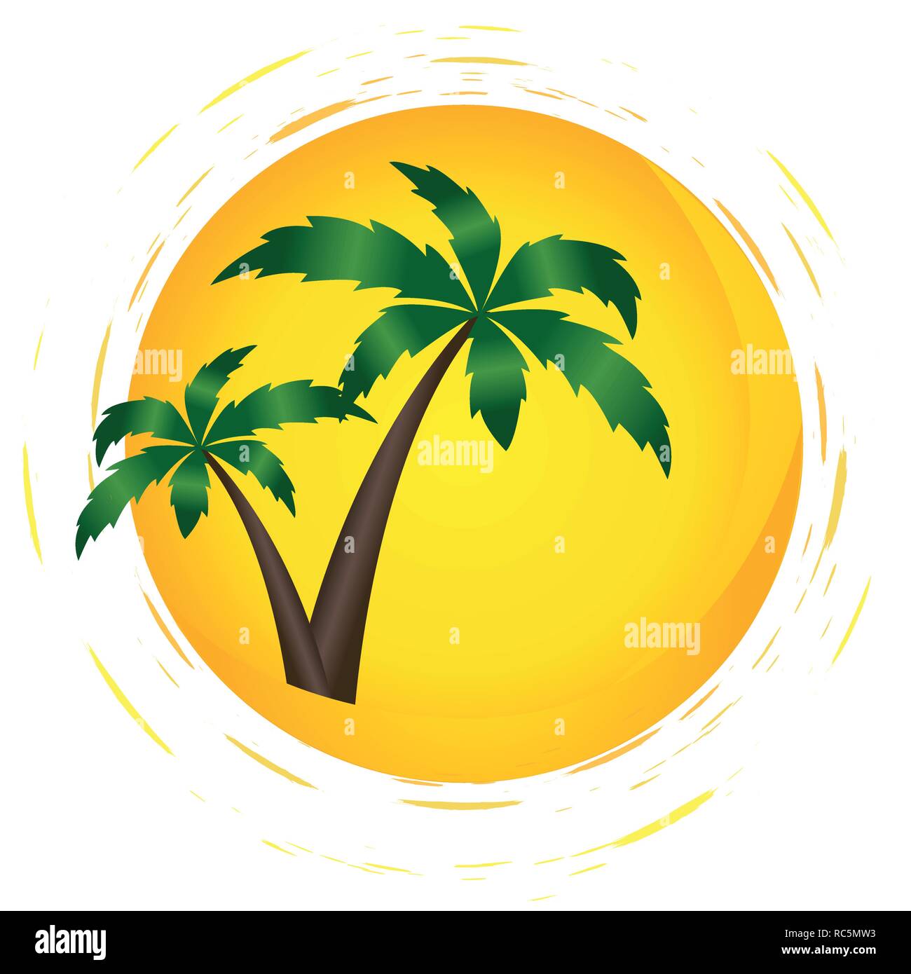 Zwei Palmen in der Sonne Sommerurlaub Vektor-illustration EPS 10. Stock Vektor