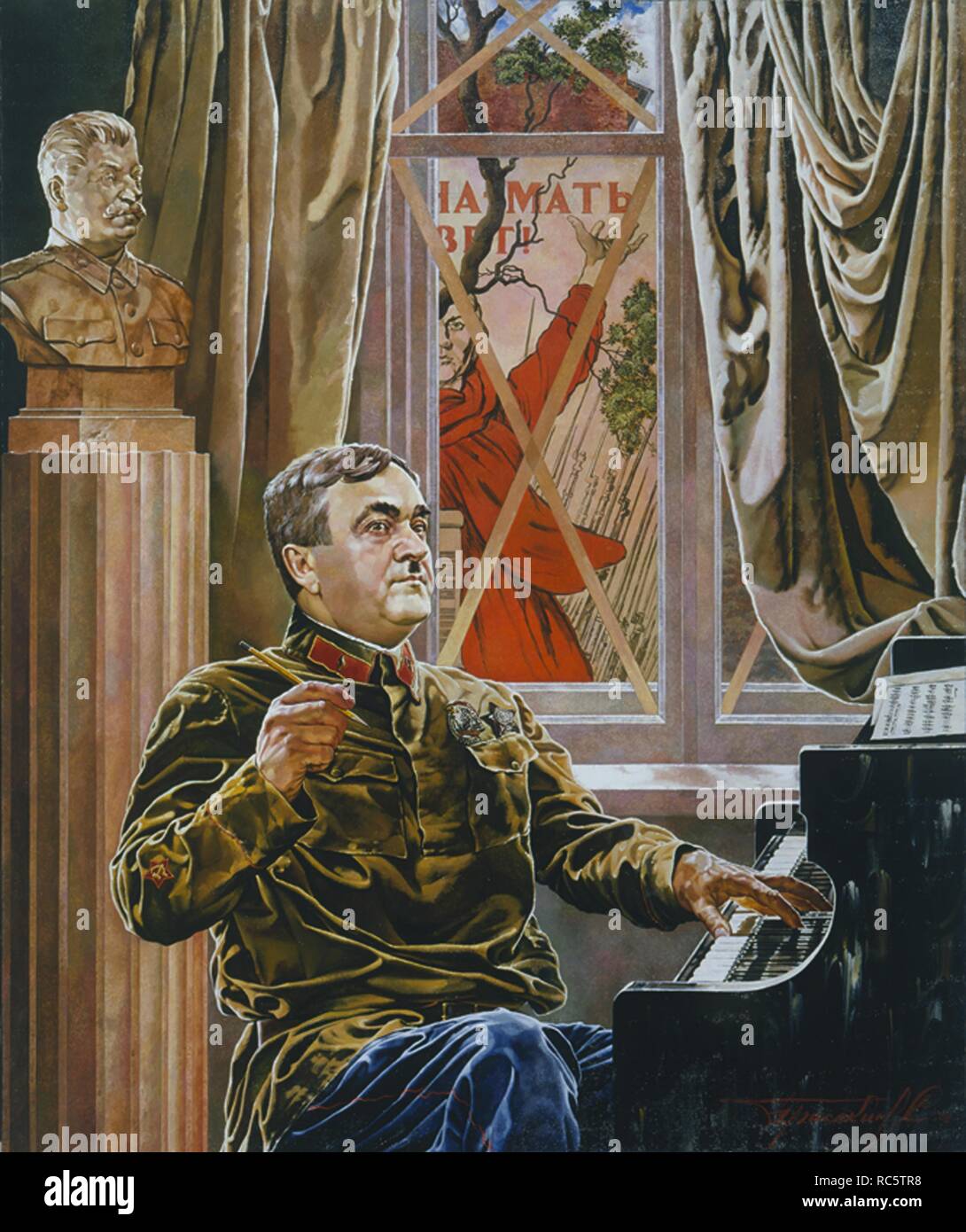Sowjetische Komponist Alexander Wassiljewitsch Alexandrow. Museum: private Sammlung. Autor: Prisekin, Sergej Nikolaevich. Stockfoto