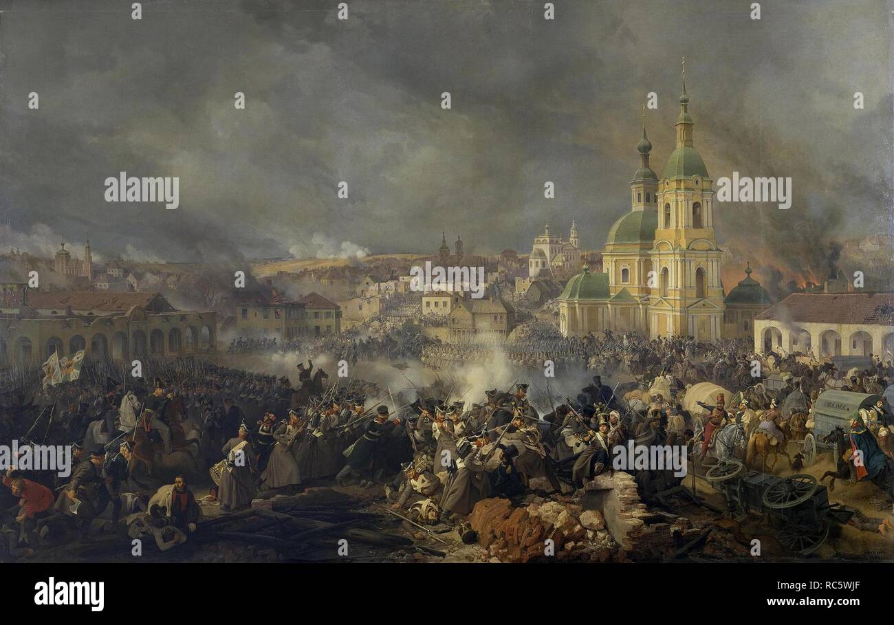 Die Schlacht von Vyazma am 3. November 1812. Museum: Staatliche Eremitage, St. Petersburg. Autor: HESS, PETER VON. Stockfoto