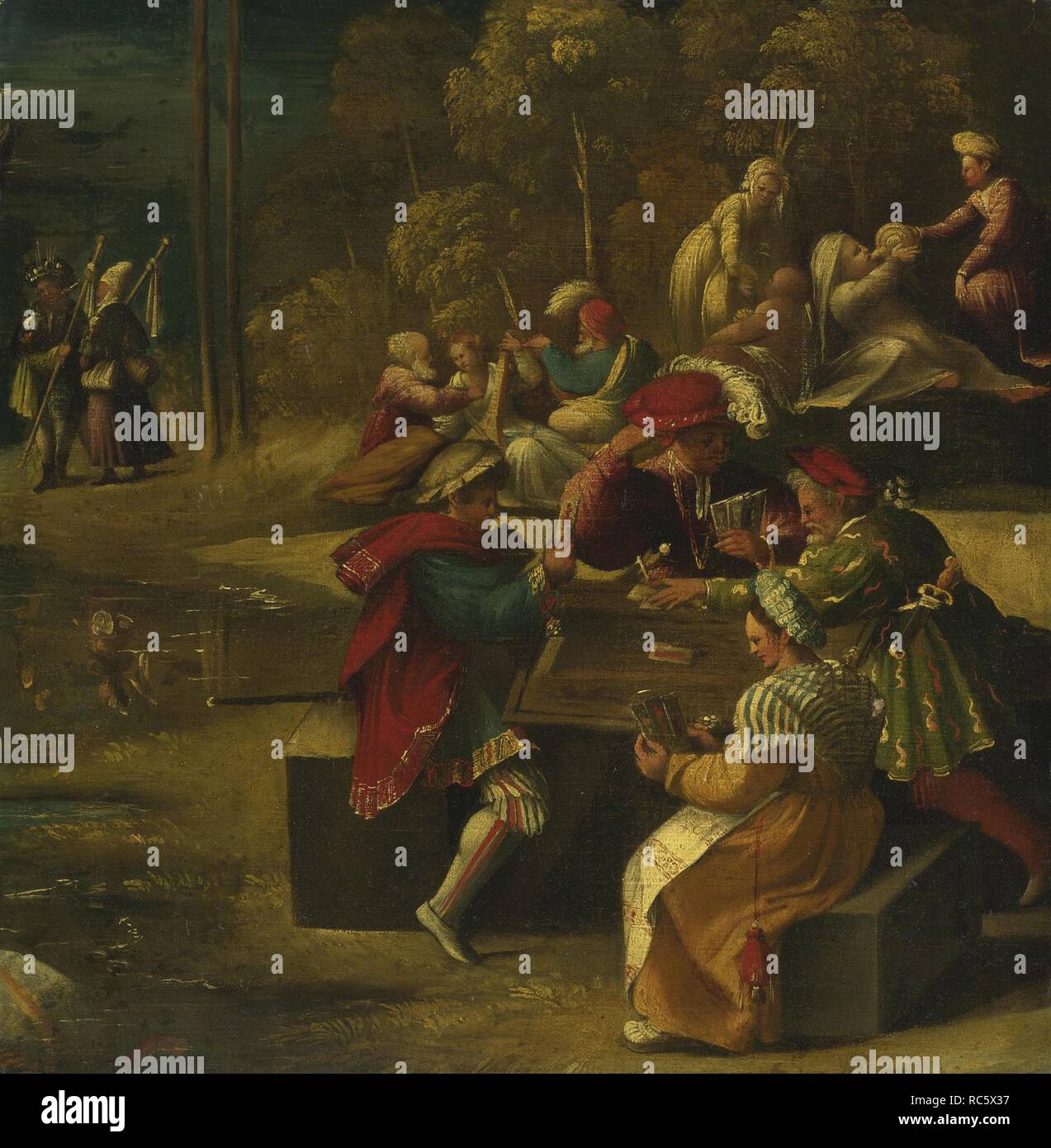 Tarocchi Kartenspiele. Museum: private Sammlung. Autor: DOSSI, Dosso. Stockfoto