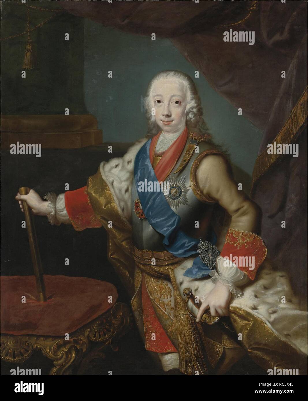 Porträt des Zaren Peter III. von Russland (1728-1762). Museum: private Sammlung. Autor: Grooth, georg-christoph. Stockfoto