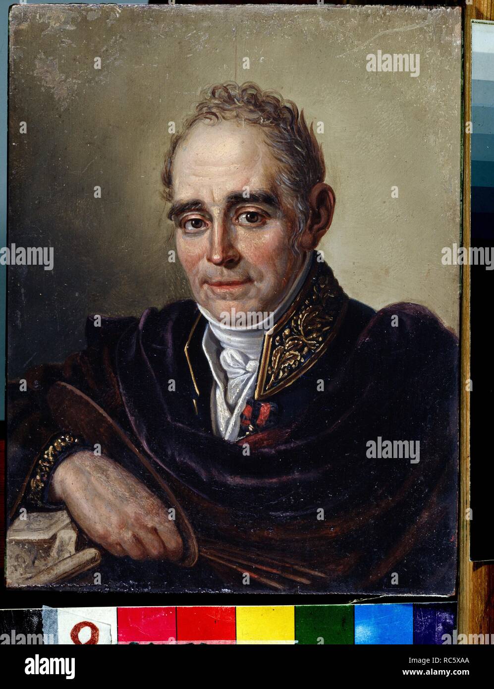 Porträt des Künstlers Vladimir Borovikovsky (1757-1825). Museum: regionale Kunst Museum, Kaluga. Autor: Bugayevsky-Blagodarny, Iwan Wassiljewitsch. Stockfoto