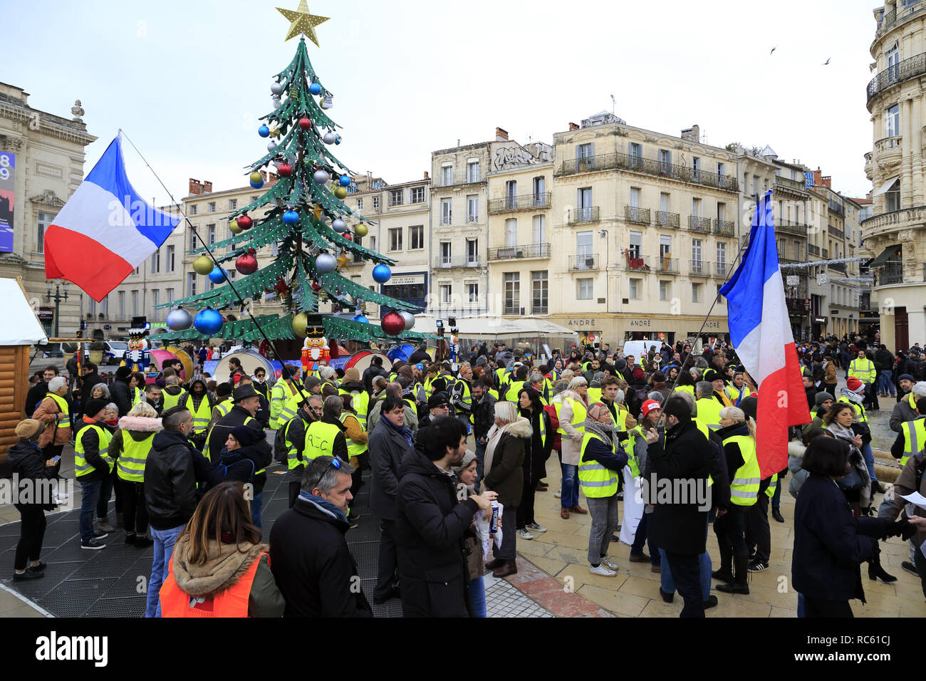 Manifestation der Gelben Westen in Montpellier Frankreich Stockfoto
