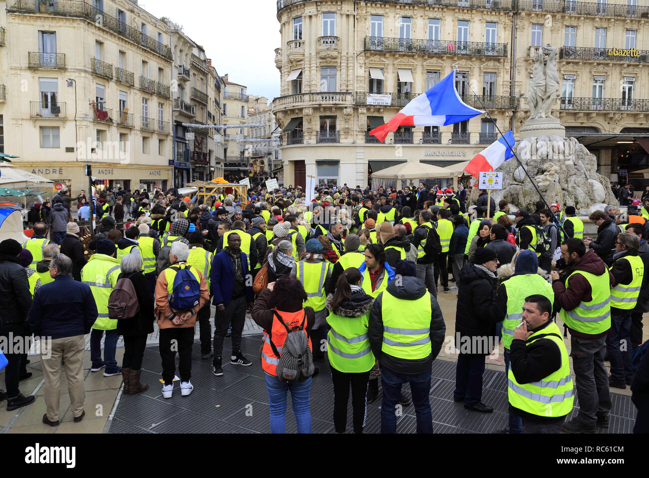 Manifestation der Gelben Westen in Montpellier Frankreich Stockfoto