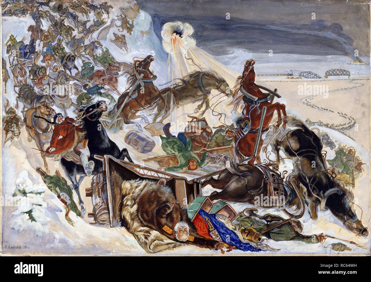 Der Flug der Admiral Koltschak Weißen Armee aus Sibirien. Museum