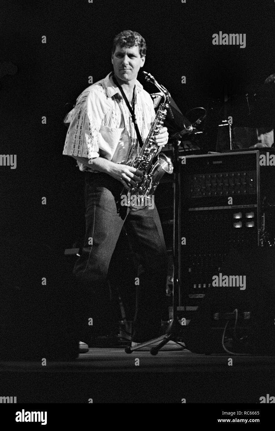 Jay Beckenstein, Spyrogyra, Royal Festival Hall, Southbank, London, Juli 1986. Schöpfer: Brian O'Connor. Stockfoto