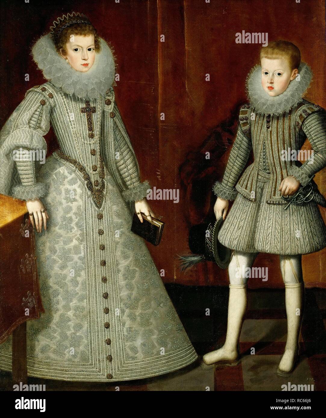 Der Infante Philip, später König Philipp IV. von Spanien (1605-1665) und seine Schwester Anna von Österreich (1601-1666). Museum: Schloss Ambras, Innsbruck. Autor: González y Serrano, Bartolomé. Stockfoto