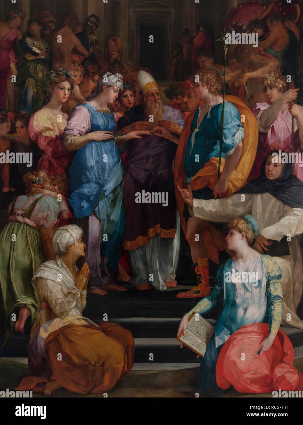 Die Ehe der Jungfrau (Pala Ginori). Museum: Basilica di San Lorenzo, Florenz. Autor: Rosso Fiorentino. Stockfoto