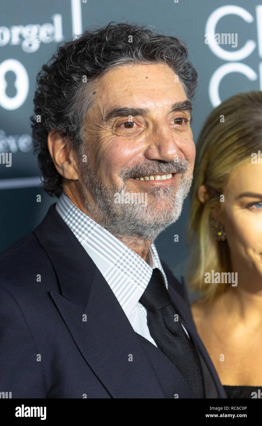 Chuck Lorre und Arielle Mandelson nehmen an der 24. jährlichen Critics' Choice Awards auf der Barker Hangar in Santa Monica, Los Angeles, Kalifornien, USA, am 13. Januar 2019. | Verwendung weltweit Stockfoto