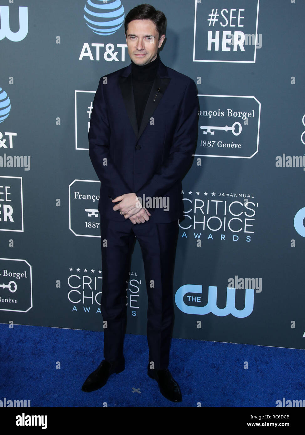 Santa Monica, Vereinigte Staaten. 13 Jan, 2019. Topher Grace kommt an der 24. jährlichen Critics' Choice Awards im Barker Hangar am 13 Januar, 2019 in Santa Monica, Los Angeles, Kalifornien, USA. (Foto von Xavier Collin/Image Press Agency) Quelle: Bild Presse Agentur/Alamy leben Nachrichten Stockfoto