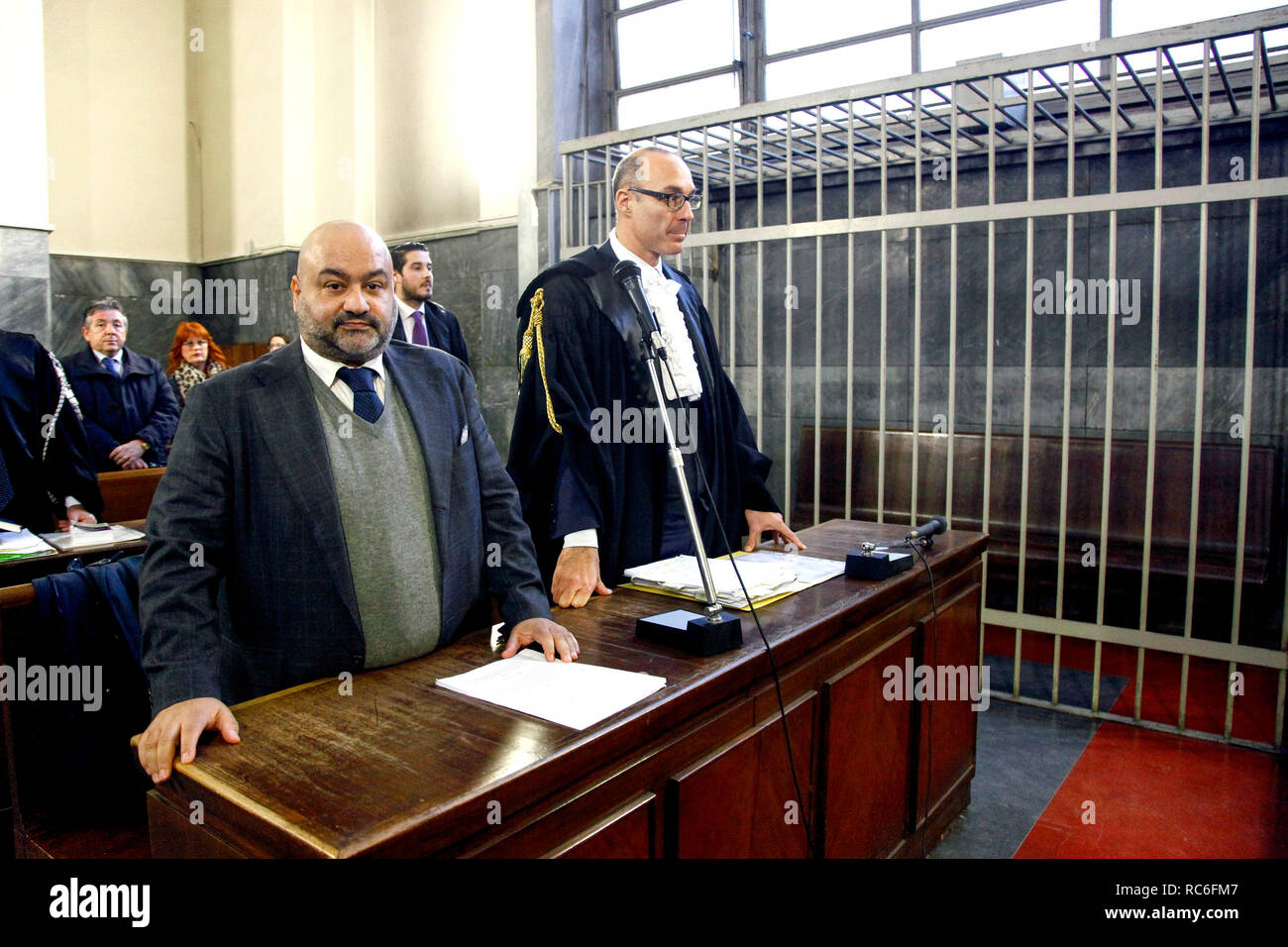 Foto LaPresse - Mourad Touati Balti 14/01/2019 Milano (ITA) - Palazzo di Giustizia Cronaca del processo Udienza sui Fondi della Lega Nord Contro l'ex segretario Umberto Bossi ed Il tesoriere Francesco Belsito Nella Foto: Francesco Belsito in der Aula Stockfoto