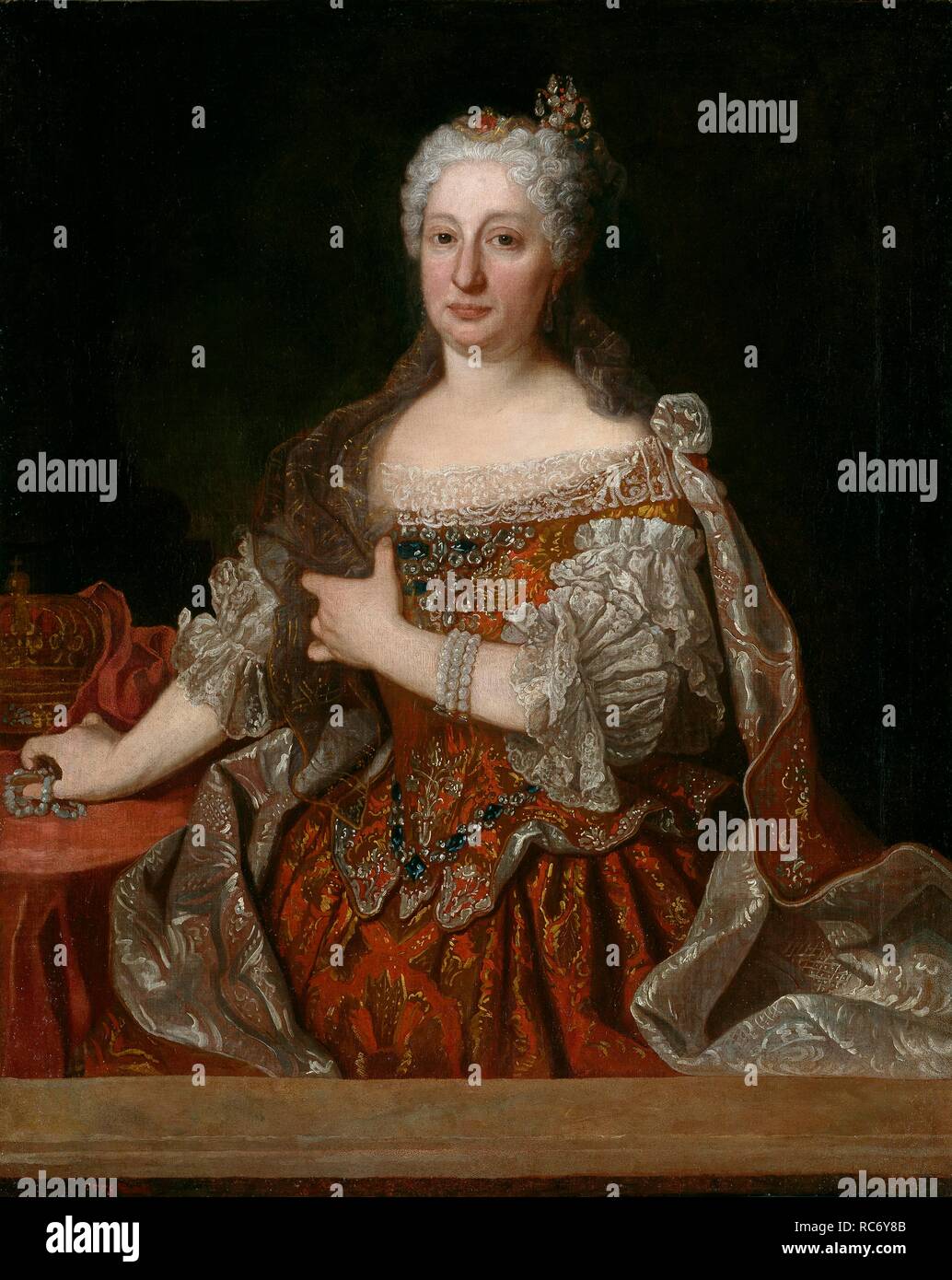 Portrait von Erzherzogin Maria Anna von Österreich (1683-1754), Königin von Portugal. Museum: Museo del Prado, Madrid. Autor: RANC, Jean. Stockfoto
