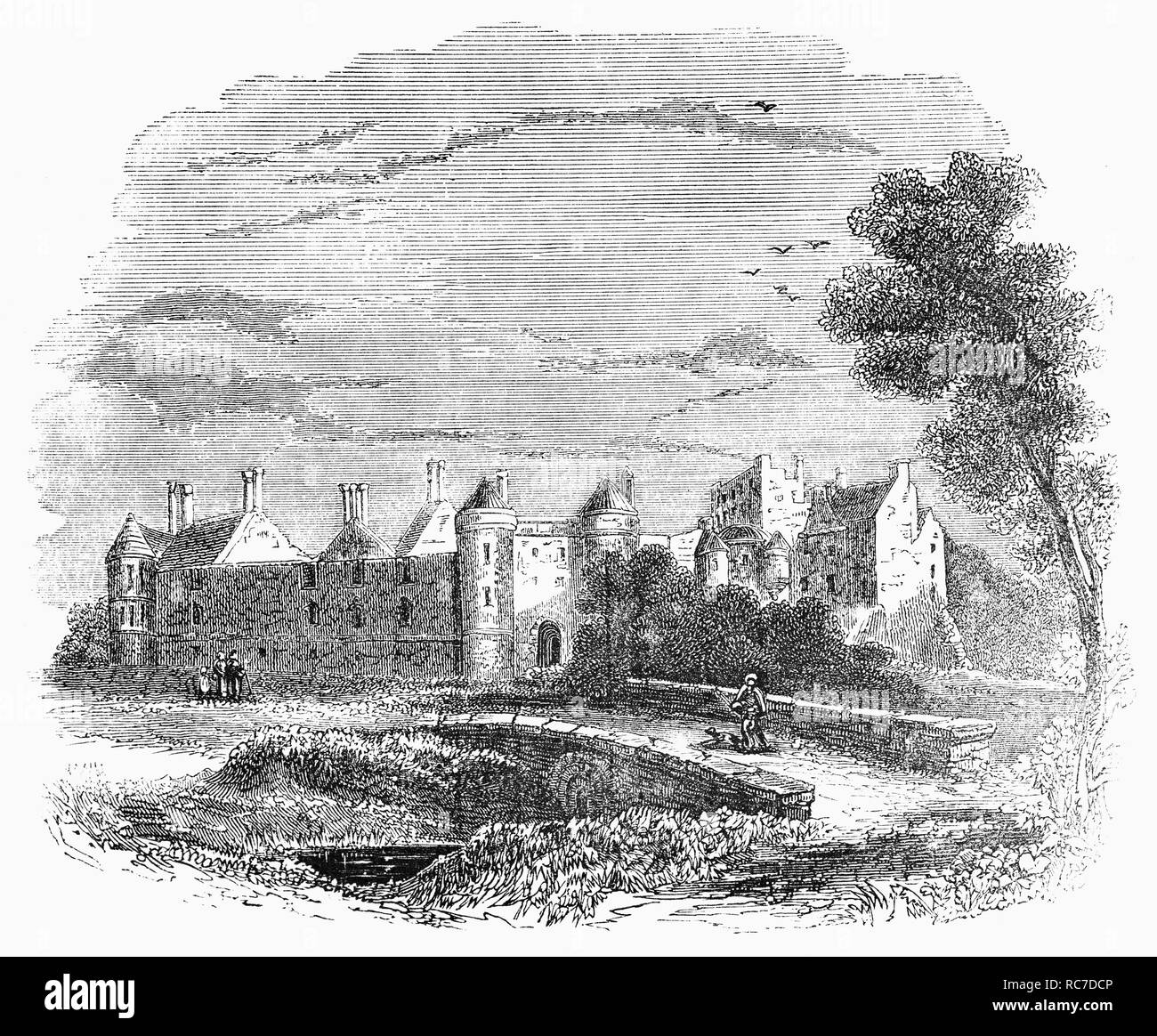 Seton Schloss wurde auf dem Gelände der Seton Palace, die früher zu den Grafen von Winton gehörte und war ein beliebter Rückzugsort für Mary, Königin der Schotten, bevor im Jahr 1789 abgerissen wurden nach 75 Jahren der Vernachlässigung gebaut. Ein lt Col Alexander Mackenzie des 21. Dragoner in Auftrag Robert Adam im Sommer 1789 Seton Schloss zu bauen. Der Abriss von Seton Palace bereitgestellt einen Stein für die Errichtung der neuen Gebäude, in East Lothian, Schottland gelegen. Stockfoto