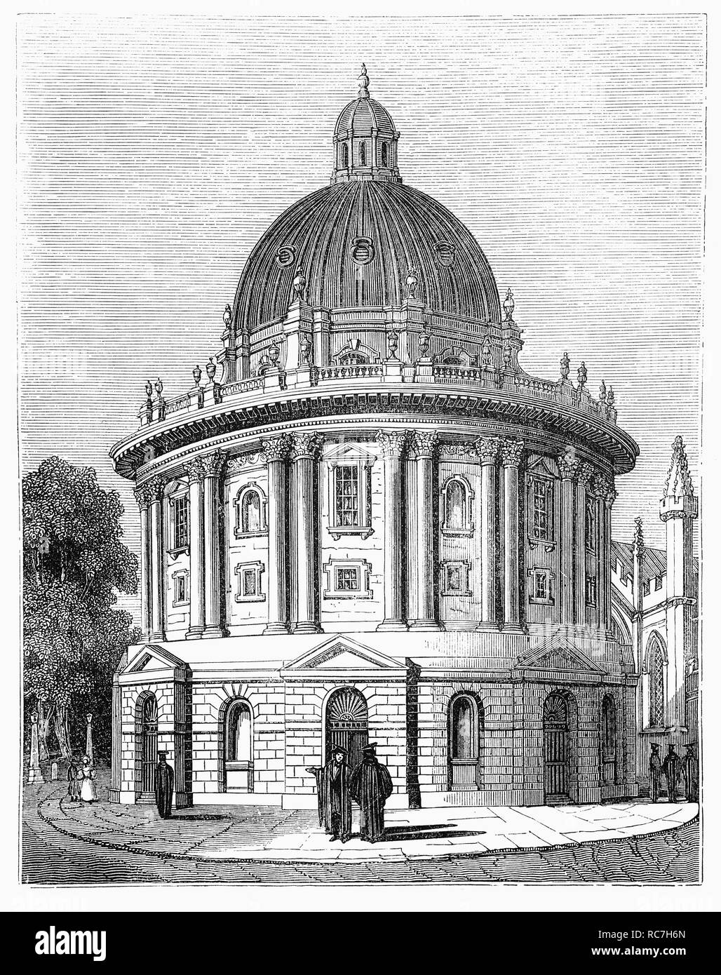 Die radcliffe Bibliothek für Forschung und Wissenschaft in der Stadt Oxford, England wurde im Jahr 1901 neben der Oxford University Museum of Natural History und benannt nach John Radcliffe, Arzt, Wissenschaftler, Politiker und ein großer Wohltäter der Universität eröffnet. Stockfoto