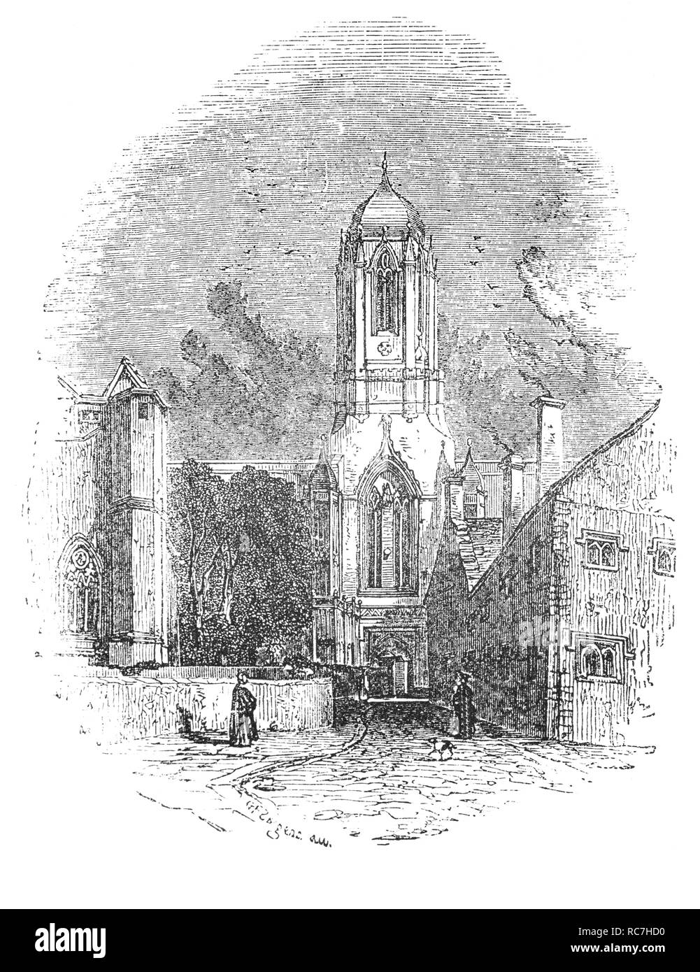 Christ Church ist ein konstituierendes College der Universität Oxford in England - eine gemeinsame Gründung der Hochschule und die Kathedrale der Diözese von Oxford. Im Jahre 1546 von König Heinrich VIII. gegründet, hat eine Reihe von architektonisch bedeutenden Gebäuden einschließlich Tom Tower (von Sir Christopher Wren entworfen), Tom Quad (die größte Kartenblatt, in Oxford), und der große Speisesaal war auch der Sitz des Parlaments Montage durch König Karl I während des Englischen Bürgerkriegs. Stockfoto