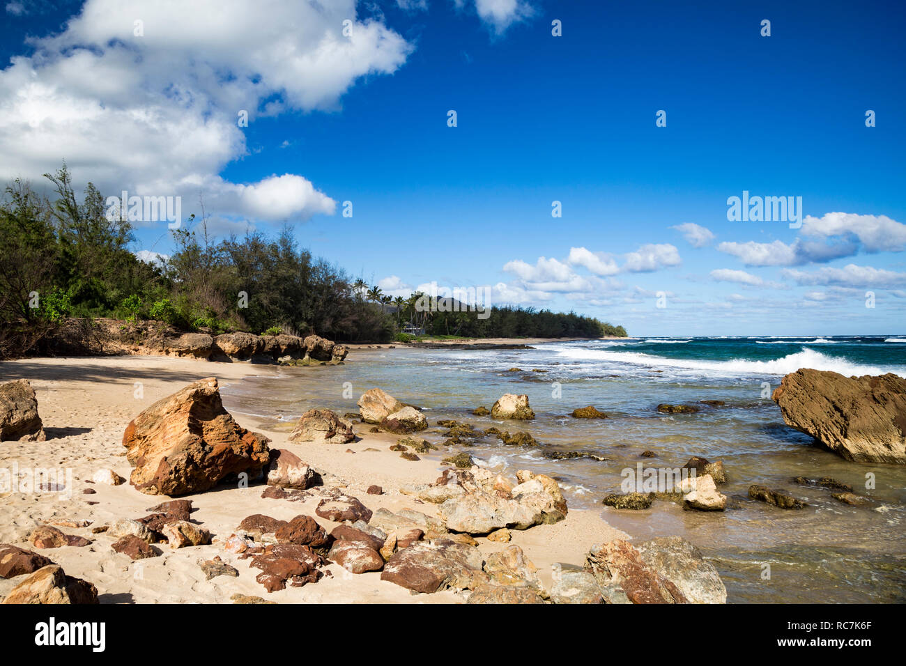 Wunderschöne, unberührte Maha "ulepu Strände Kauai, Hawaii Stockfoto