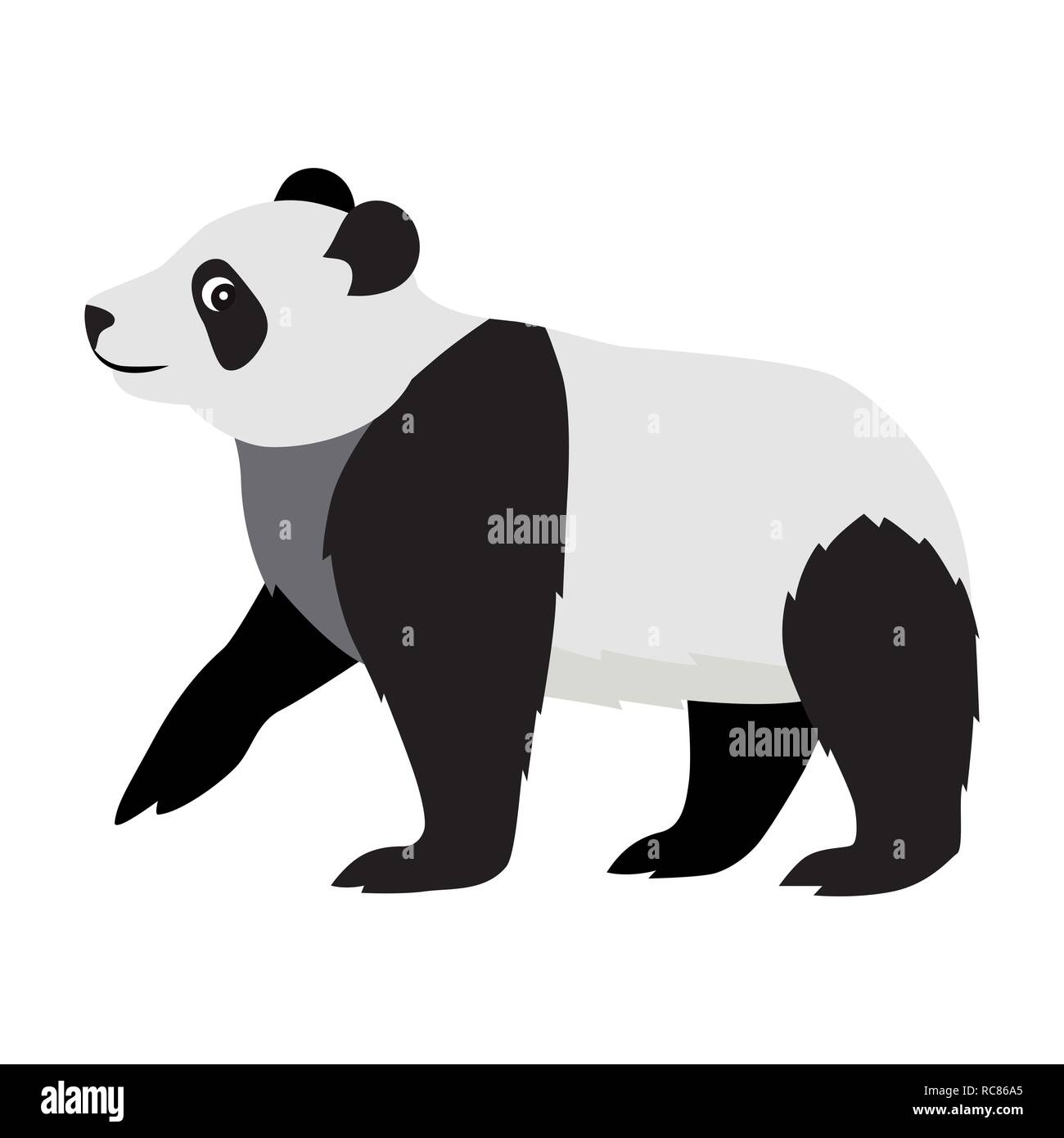 Cute Wild Animal, schwarze und weiße Pandabär Symbol Stock Vektor