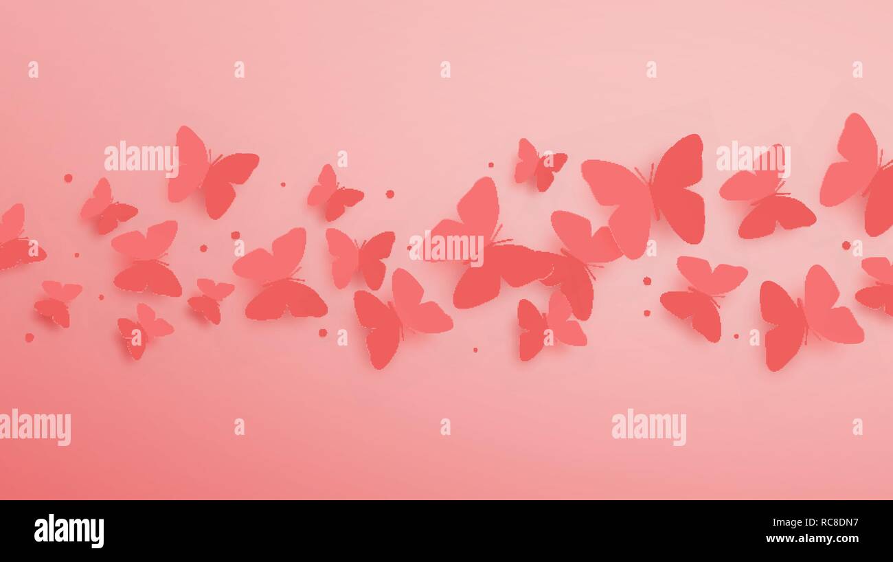 Vector Illustration der abstrakten Flying paper cut Schmetterlinge über rosa Hintergrund für ihr Poster, Banner, Einladung oder Grußkarte design Stock Vektor