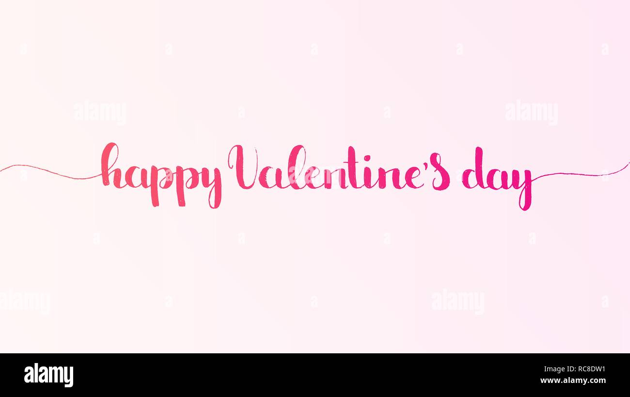 Happy Valentine's Day hand Schrift. Februar 14. Moderne vektor Hand gezeichnet Kalligraphie über rosa Hintergrund für Ihr Design Stock Vektor