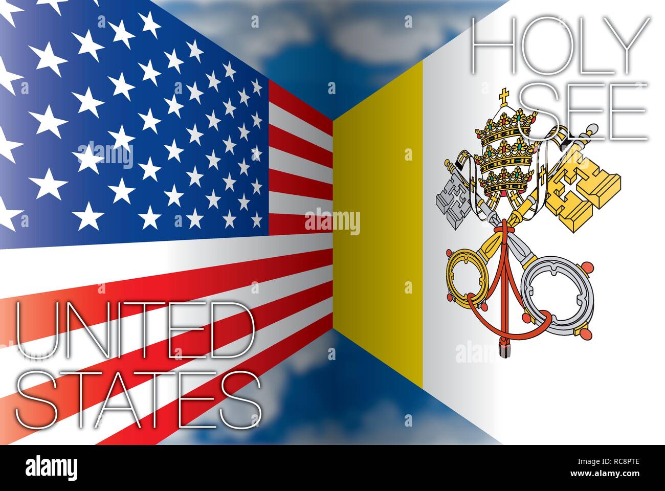 USA versus Heiliger Stuhl Vatikanstadt flags, Vector Illustration Stock Vektor