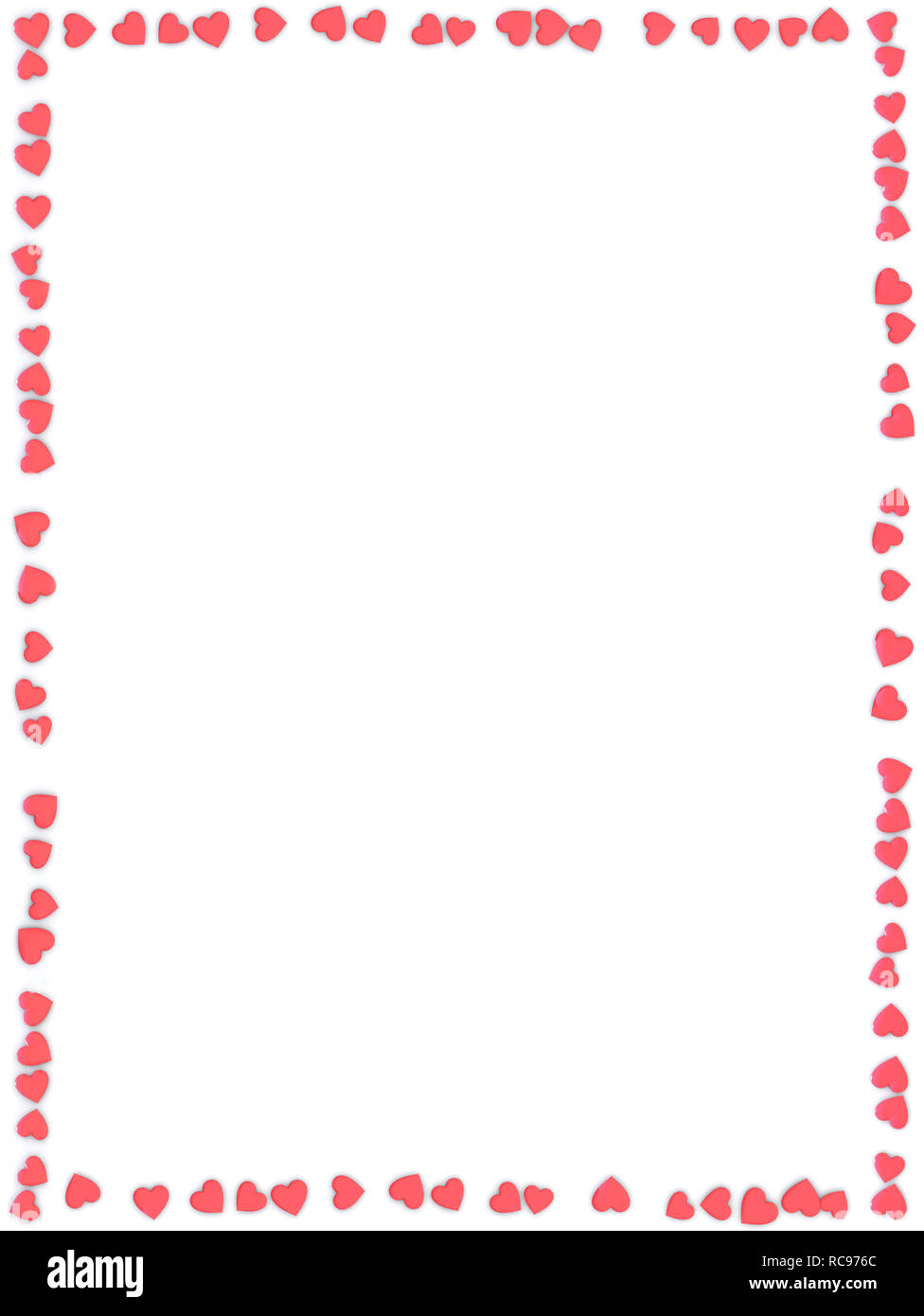 Valentinstag abstrakten 3D-Hintergrund Rahmen aus kleinen roten Herzen auf  weißem Hintergrund Stockfotografie - Alamy