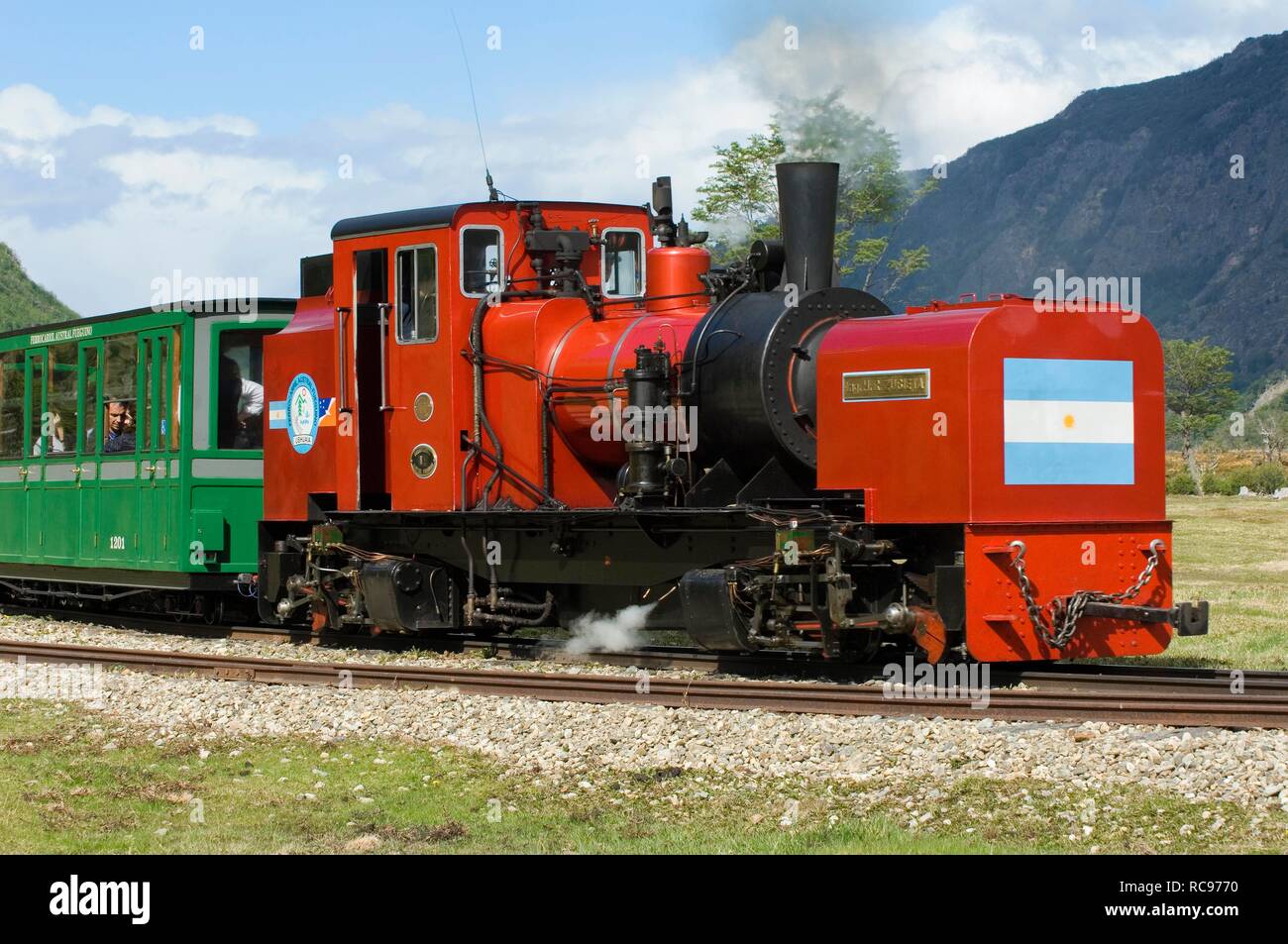 Tren del Fin del Mundo, Ende der Welt Zug, Tierra del Fuego National Park, Feuerland, Patagonien, Argentinien, Südamerika Stockfoto