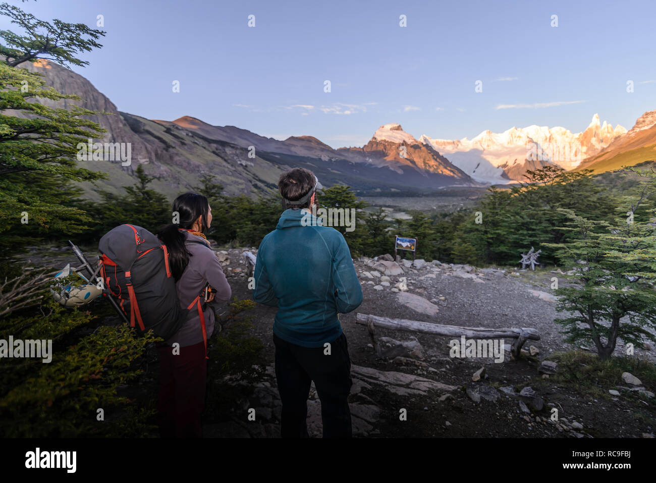 Klettern in El Chaltén, Süden Patagonien, Argentinien Stockfoto