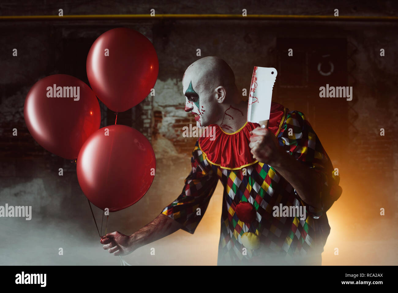 Halloween Türbanner 180x90cm - Grusel Deko Mit Clown Und Nonne